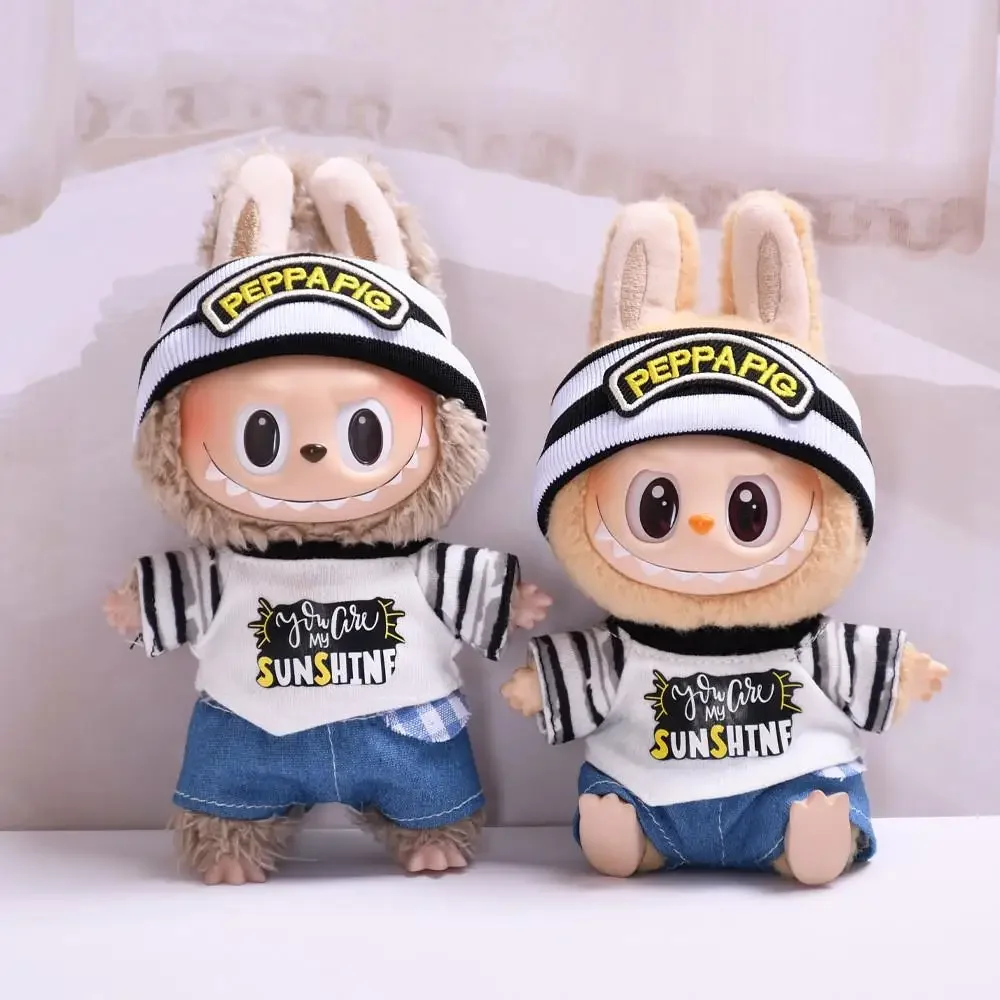 For 17 cm labubu clothes sports trend shirt set vinyl LABUBU baby clothes Dolls Accessories Cute Decoration Little Clothes