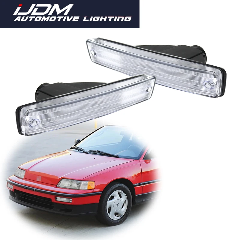 Parachoques delantero con lente ahumada y transparente para coche, cubierta de luz de señal de giro de esquina, sin bombilla, para Honda CR-X/CRX,