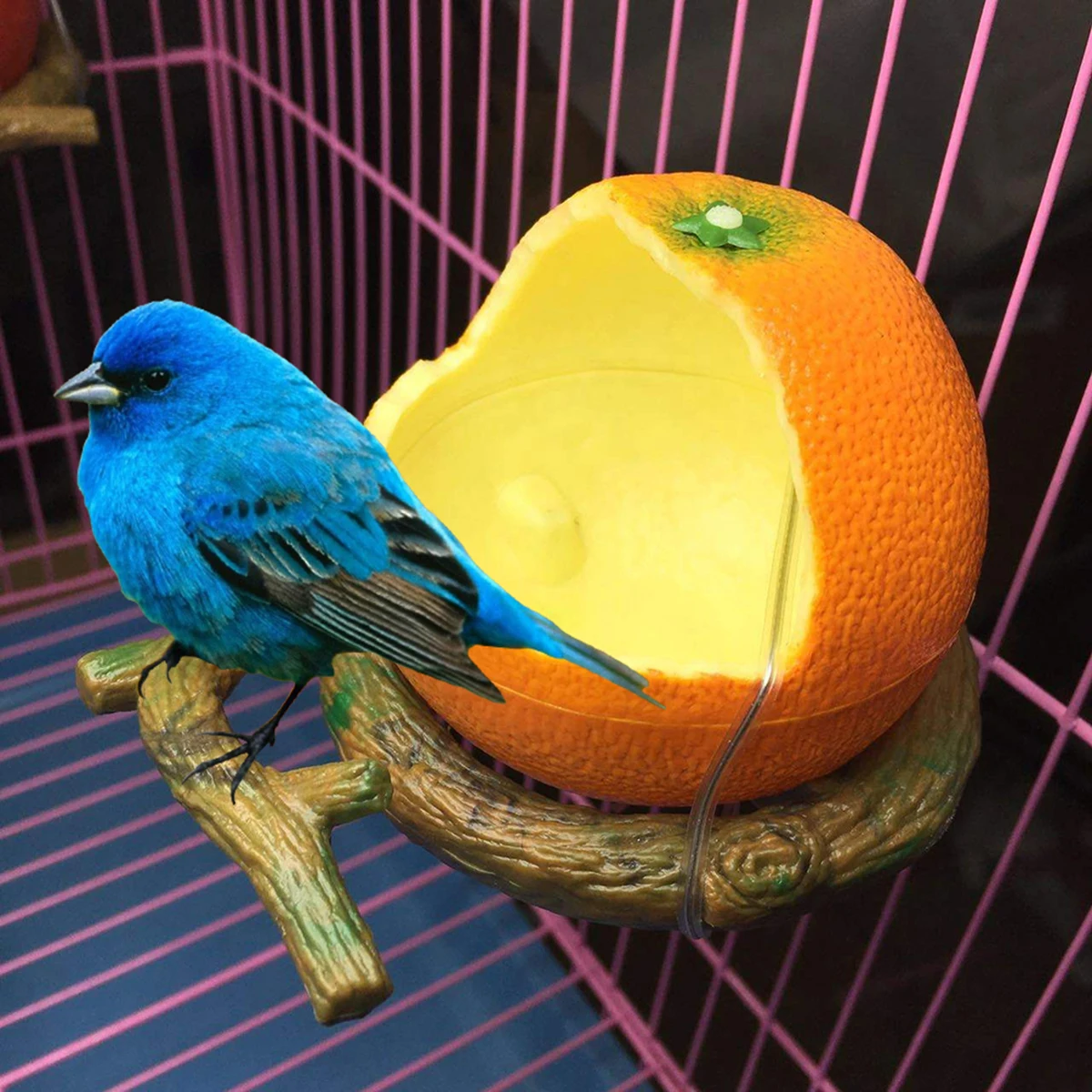 

Fruit Feeder For Birds Orange Shaped Pet Feeder Bowl Durable Food Container Easy Clean Suitable Small Pets Outdoor Indoor Use