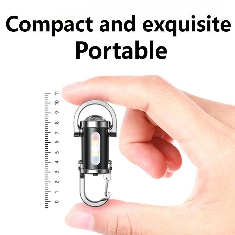 Mini chaveiro lanterna cob luz de trabalho tipo-c recarregável ao ar livre gancho luz de advertência de emergência para acampamento caminhadas caminhadas