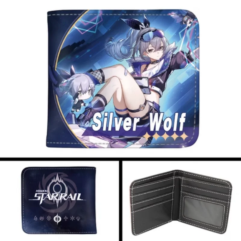 

Anime Game Honkai: Star Rail Cos Pom-Pom Himeko Silver Wolf Bailu Bronya Kafka Etc. Short Folding Pu Digital Print Wallet Gift