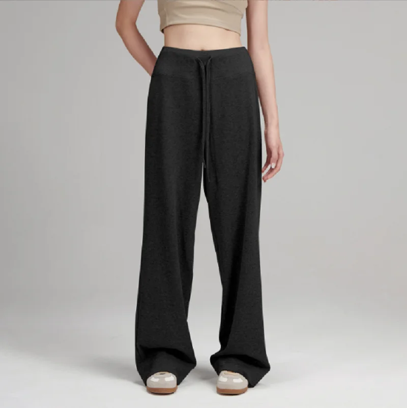 2025, nieuwe yoga sport fitness breien lange broek hoge elasticiteit losse comfortabele ademende wijde pijpen broek maat S-XL