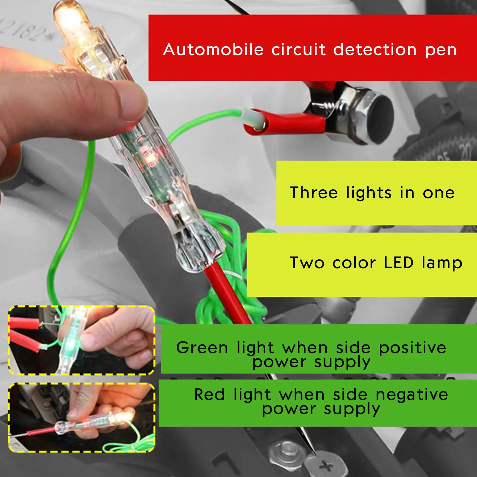 Probador de circuito de voltaje de camión y coche, 6V, 12V, 24V CC, pantalla Digital, pluma de sonda larga, Bombilla, herramientas de diagnóstico de