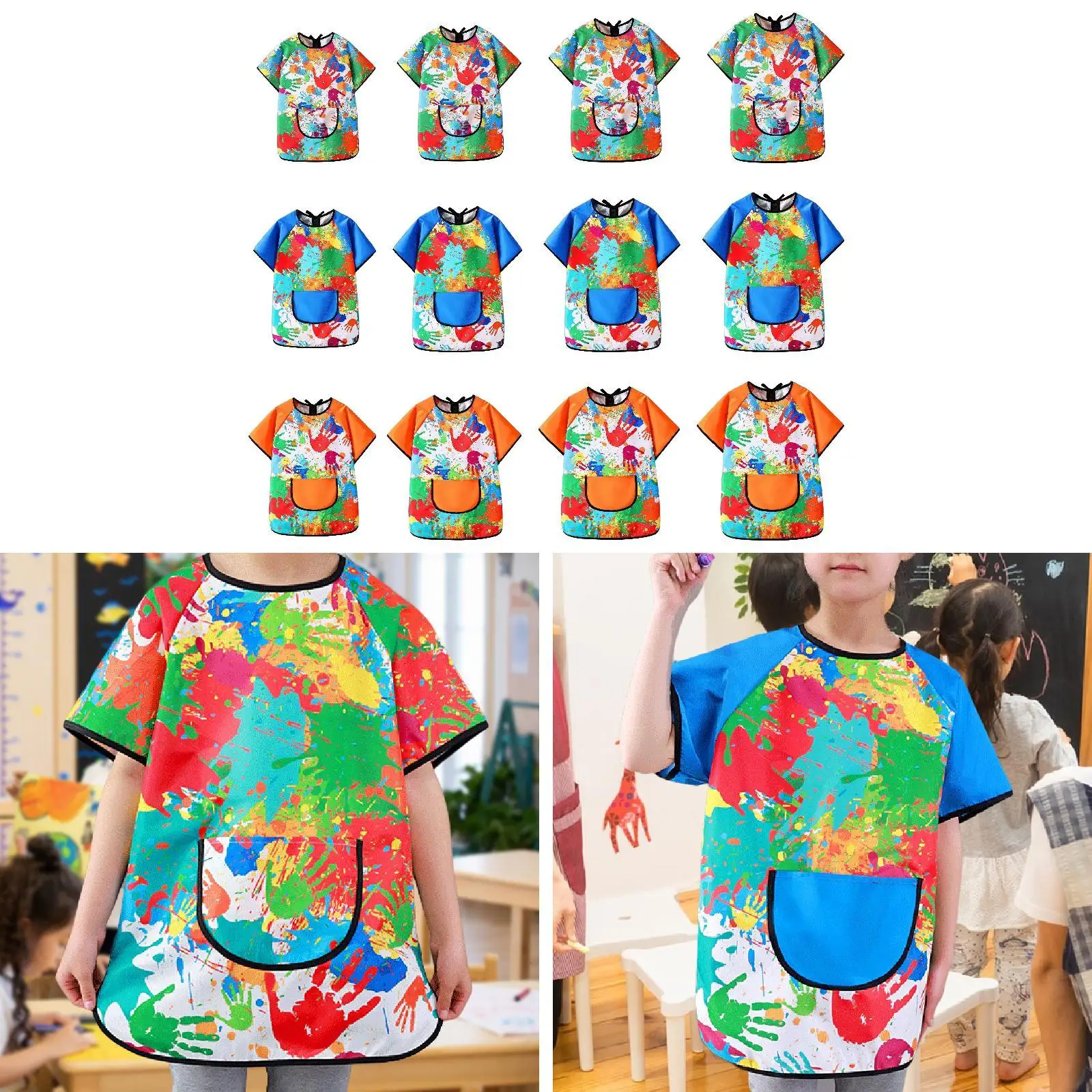 Kids Art Smock Waterproof Apron for Painting Drawing with Pocket for Children Boys Girls Home School Art Class Supplies