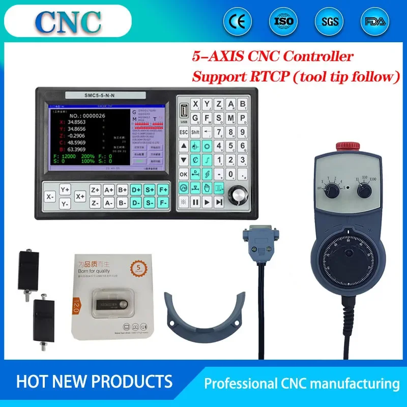 

5-axis offline CNC Engraving machine controller RTCP Support tool magazine Multi-process G code MPG