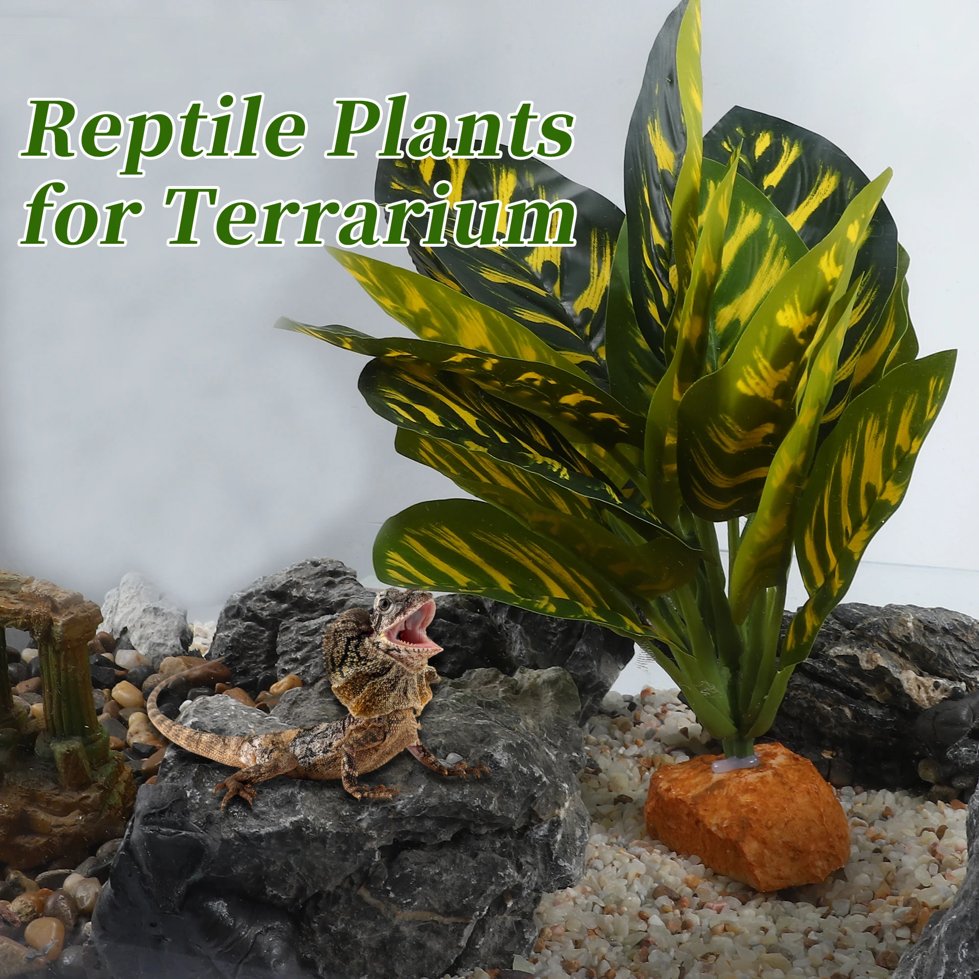 UXCELL Reptile Plants Terrarium Decoration Reptile Artificial Plant for Amphibians Lizard Habitat Decor Plastic Resin Plants