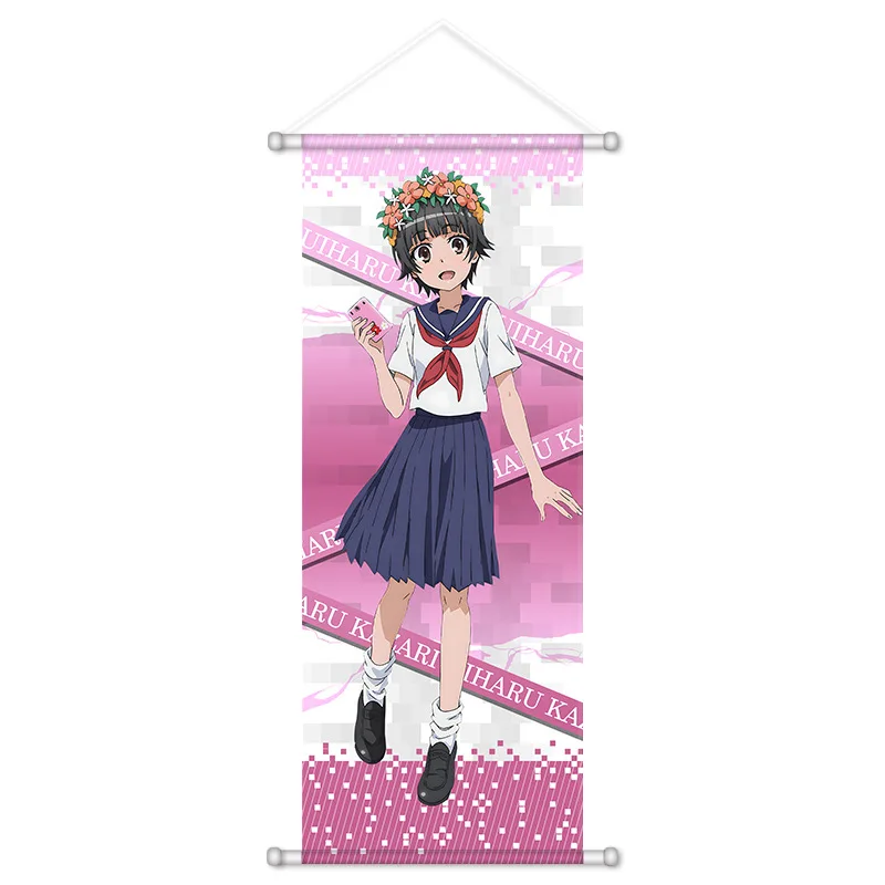 VIKAMA Pink Black School Uniform Anime Wall Scroll Tapestry Cute Student Art Fabric Poster for Bedroom Dorm Room Gift