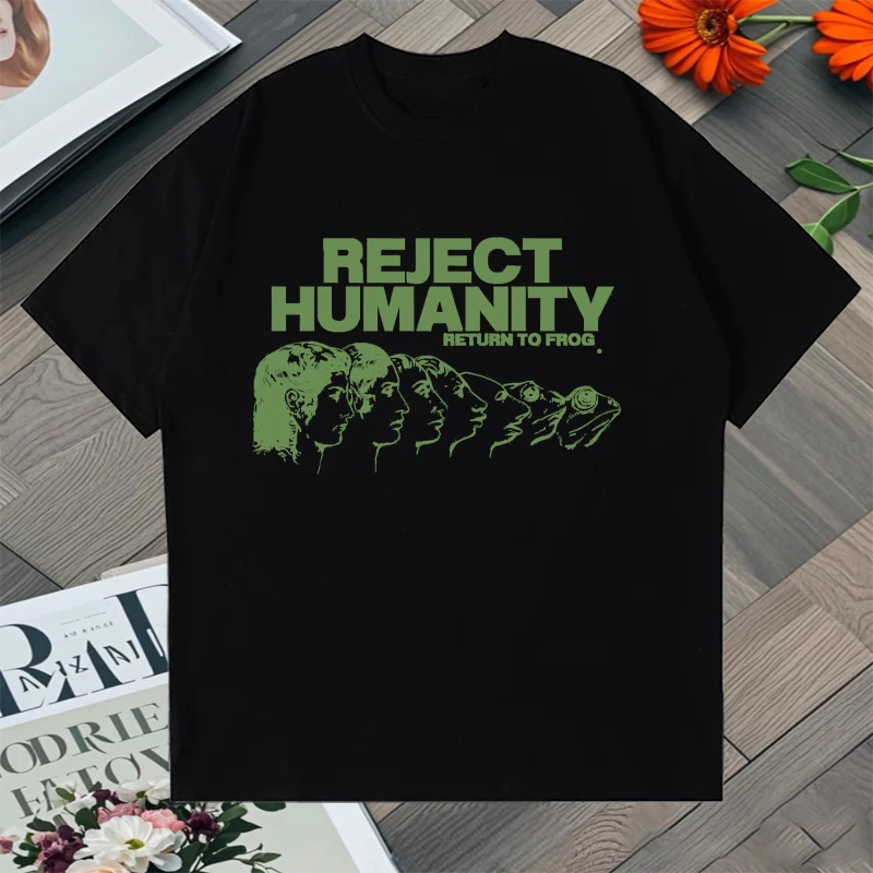 

Reject Humanity Return To Frog Humor Meme Graphic T shirt Men Women Tee shirt Hot Sale short sleeve T-shirts popular Unisex Top
