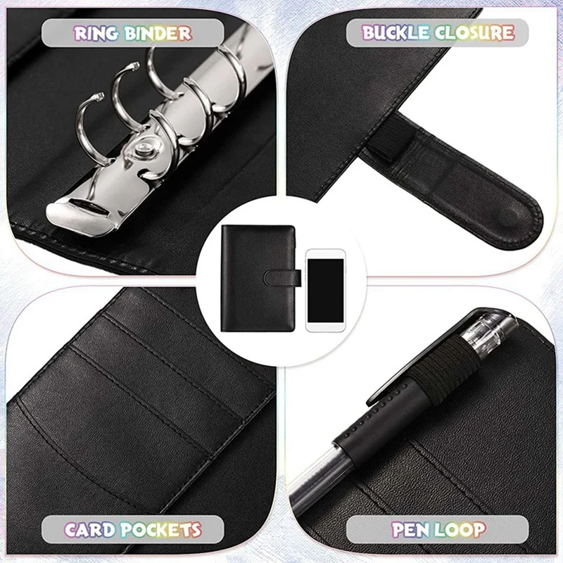 A6 Zipper Bag Loose-Leaf Book Macaron Notebook PU Leather Creative Bookkeeping Cash Budget Book