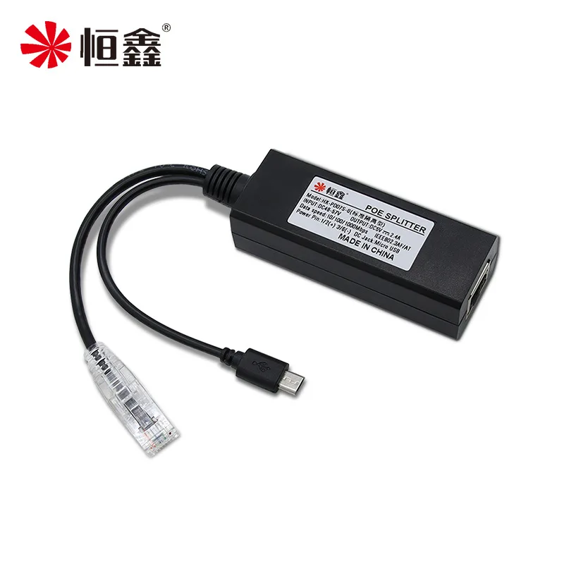 Gigabit 5V/2.4A Hoogspanning Isolatie IEEE802.3af Poe Splitter Met Micro Usb Interface Hoofd Schudden Camera Voeding module