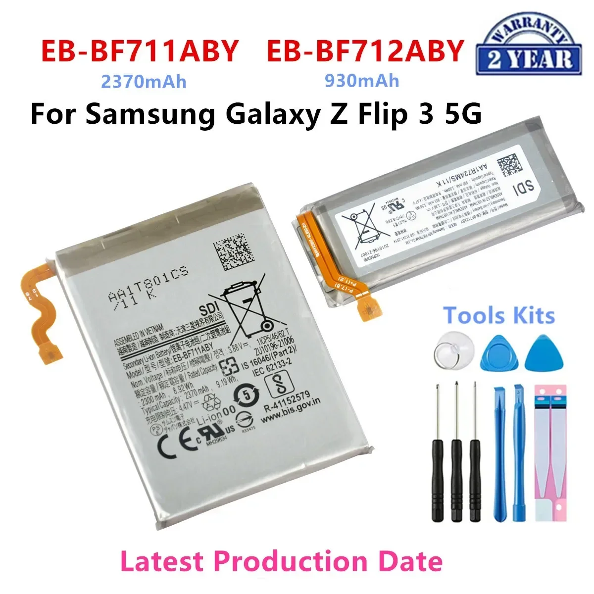 

Brand New EB-BF711ABY EB-BF712ABY Battery For Samsung Galaxy Z Flip 3 Flip3 5G F711 F711B F712 SM-F711B Batteries+Tools