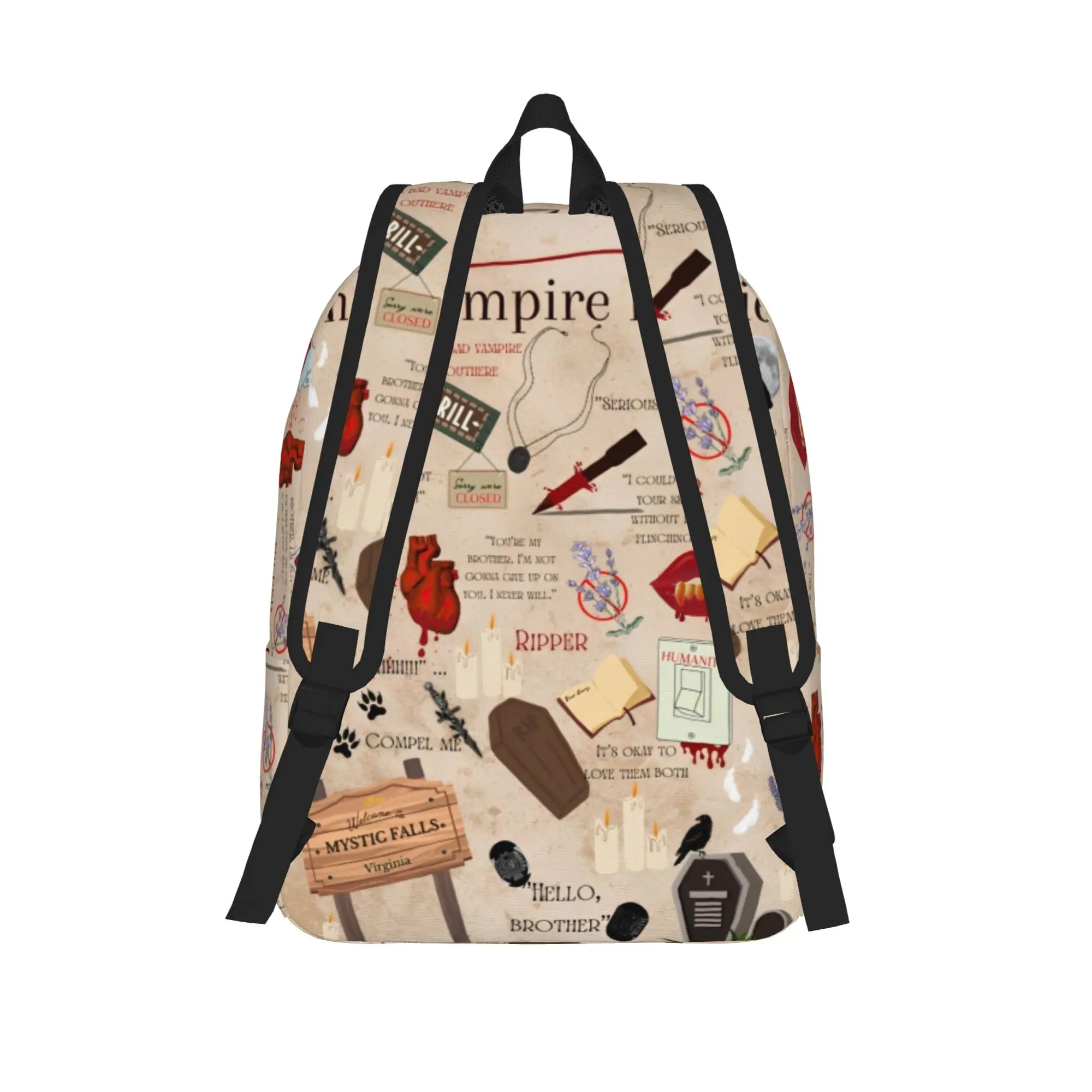 The Vampire Diaries Cartoon Backpack for Men Women Fashion School Business Daypack TV Series Laptop Computer Canvas Bags Sports