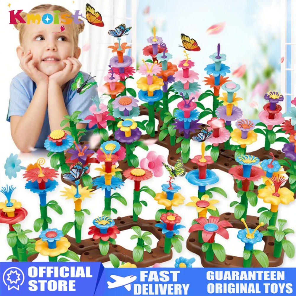 

DIY Flower Garden Toys Building Blocks Kids Playset Bouquet Creative Growing Floral Garden Parents-child Interct Girls Toy Gifts