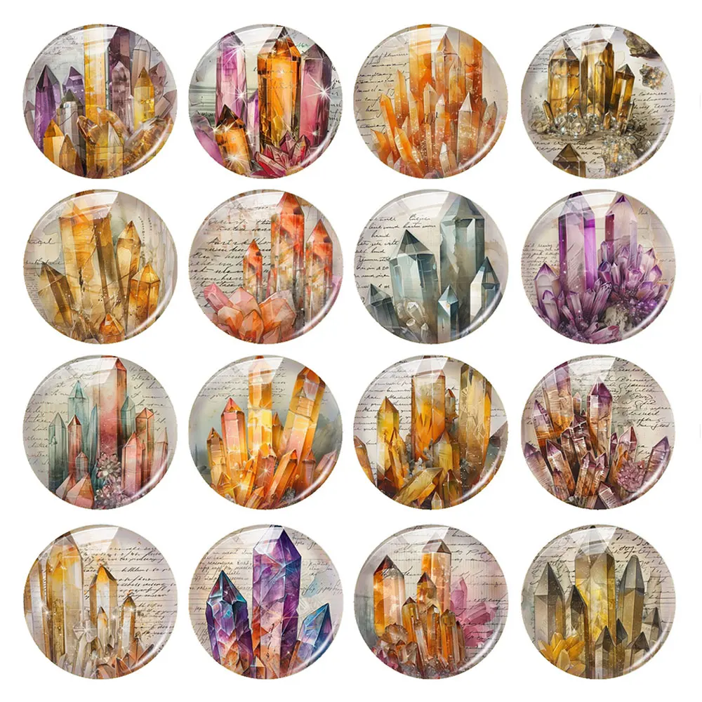 Handmade Watercolor Crystal Photo Glass Cabochon Flatback Demo Flat Back Cameo For Diy Jewelry Making Supplies Accessories