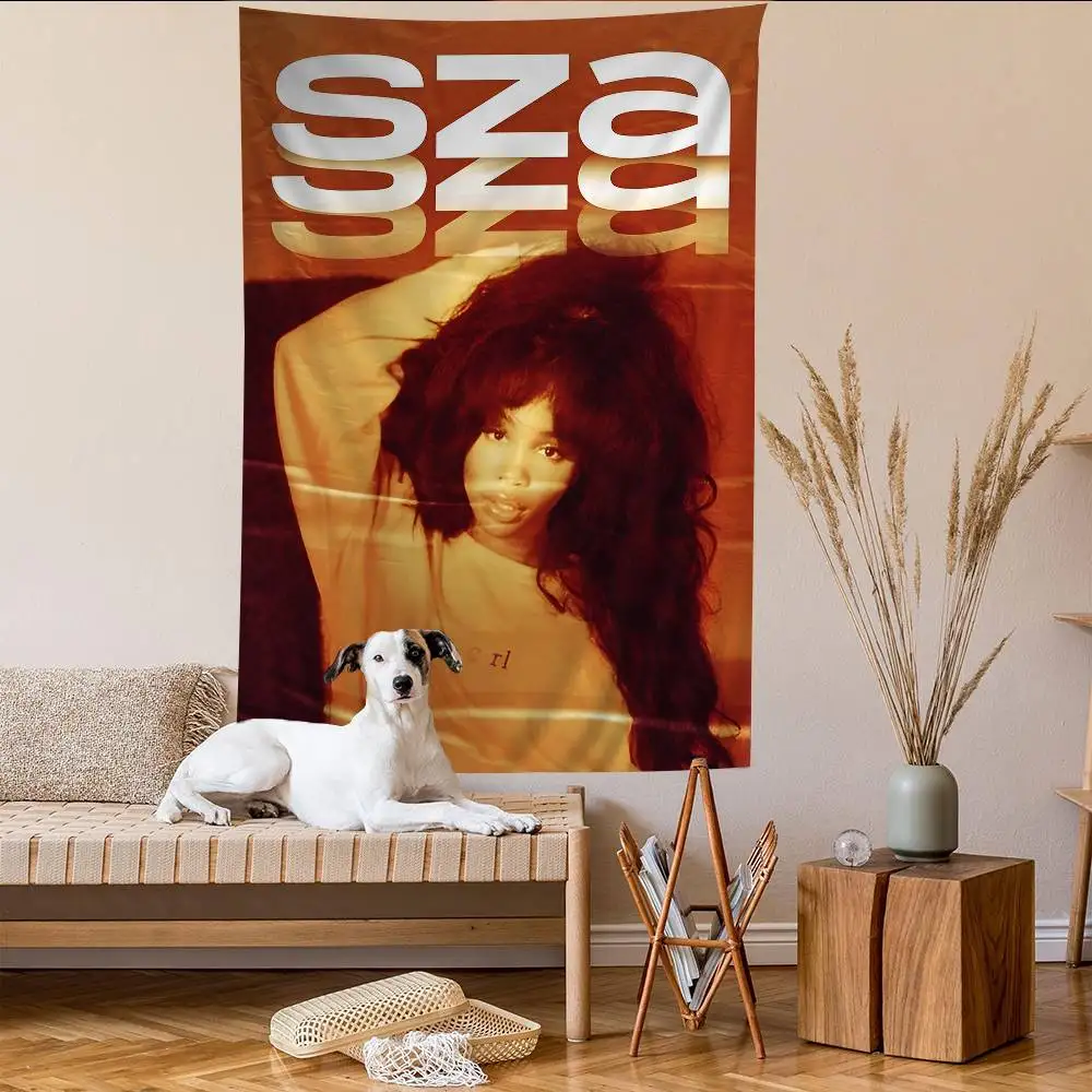 Popular Female Star Pop Singer Sza Cartoon Tapestry for Living Room Home Dorm Decor INS Home Decor