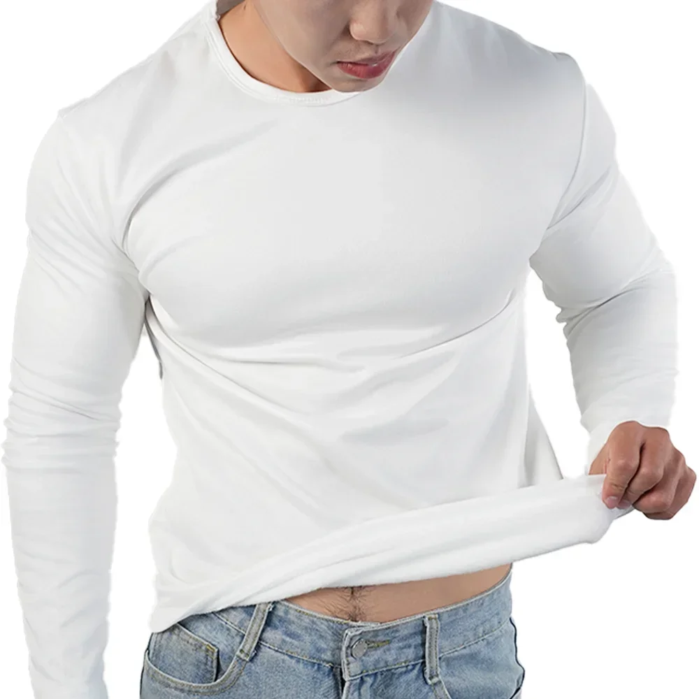 Men's Ultra Thermal Underwear Extreme Cold Weather Long-sleeved Base Layer Top Fleece Lined New Winter O-Neck Bottoming Shirts