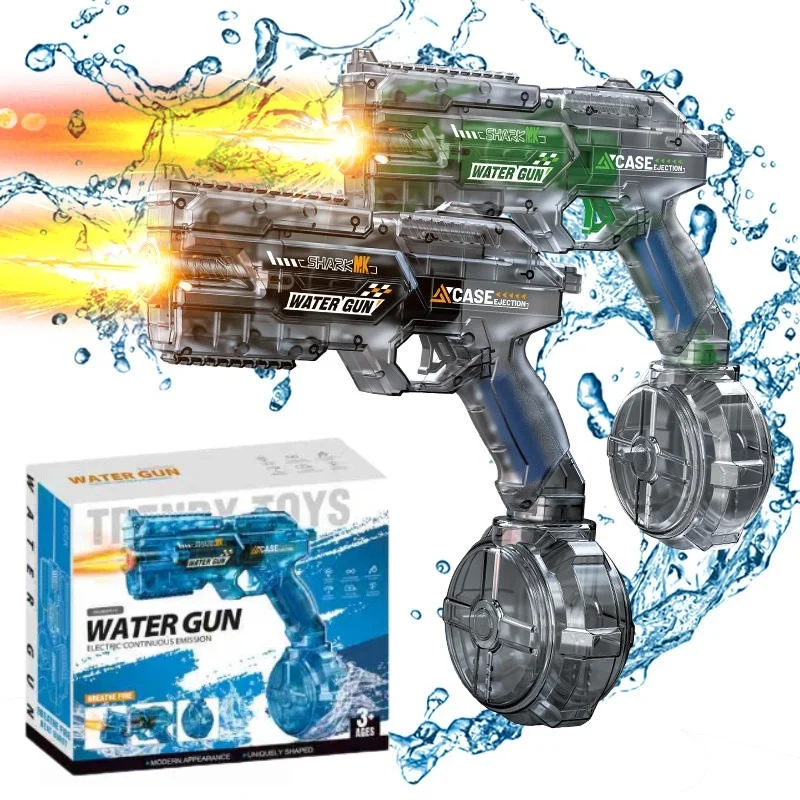 Brinquedos de Pistola de Água Elétrica para Crianças de 320ML com Chama no Cano, Jogos de Tiro ao Ar Livre na Praia e Piscina, Pistolas de Jato Automático para Crianças
