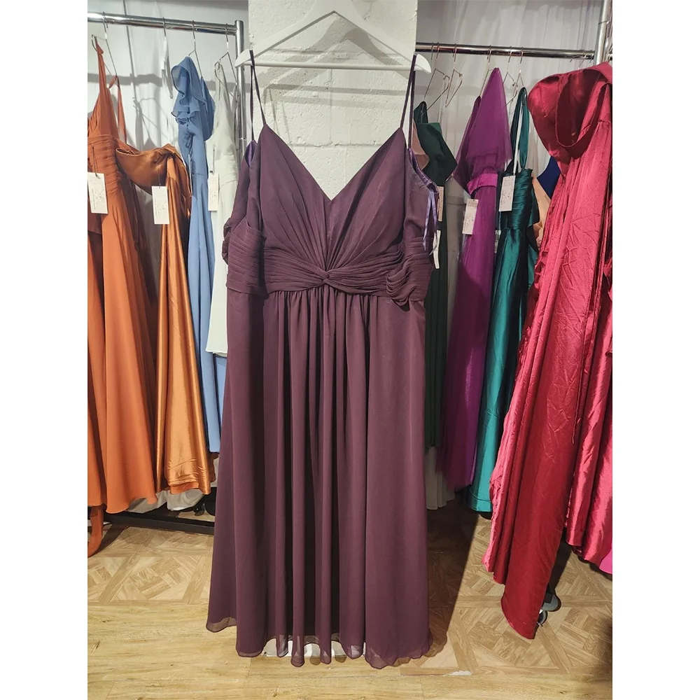 

Spaghetti Strap Bridesmaid Dress Customized Sexy V-Neck Sleeveless A Line Bridesmaid Gown Women's Formal Evening Dresses Long