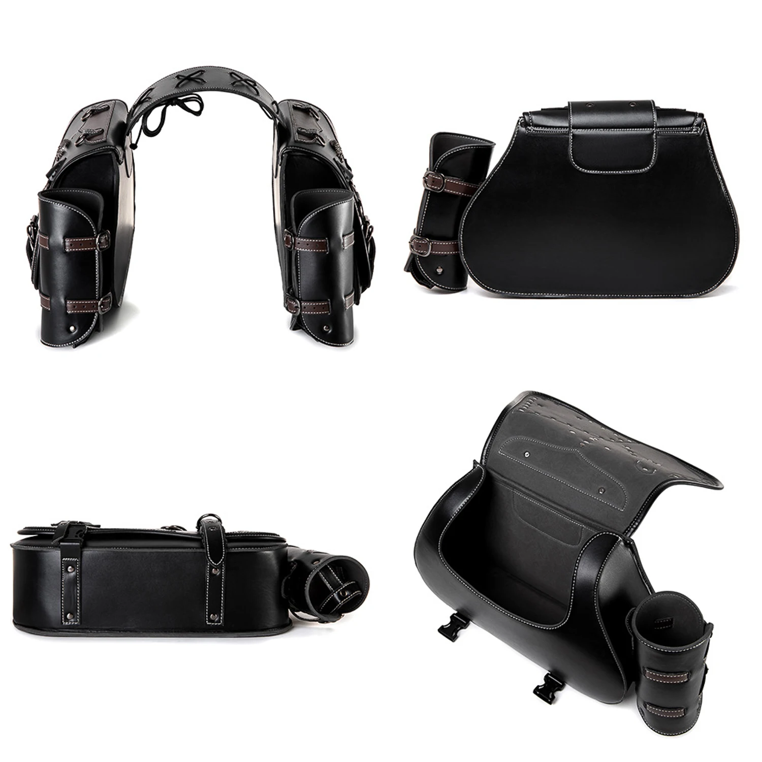 New PU Leather Motorcycle SaddlebagsWaterproof Side Bag Motorcycle Accessories