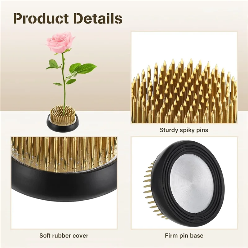 مجموعة أدوات الضفادع الزهرية المفضلة لدى العملاء مقاس 2.1 بوصة حاملات زهور نحاسية مستديرة، مزهرية إيكيبانا اليابانية مجموعة الضفادع الزهرية على شكل زهرة Ar