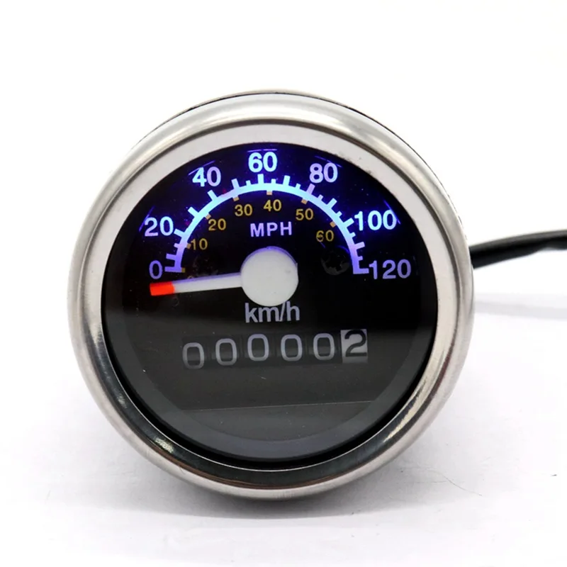 

Motorcycle Mechanical Kilometer-Mile Double Scale Speedometer 12V Modification Application