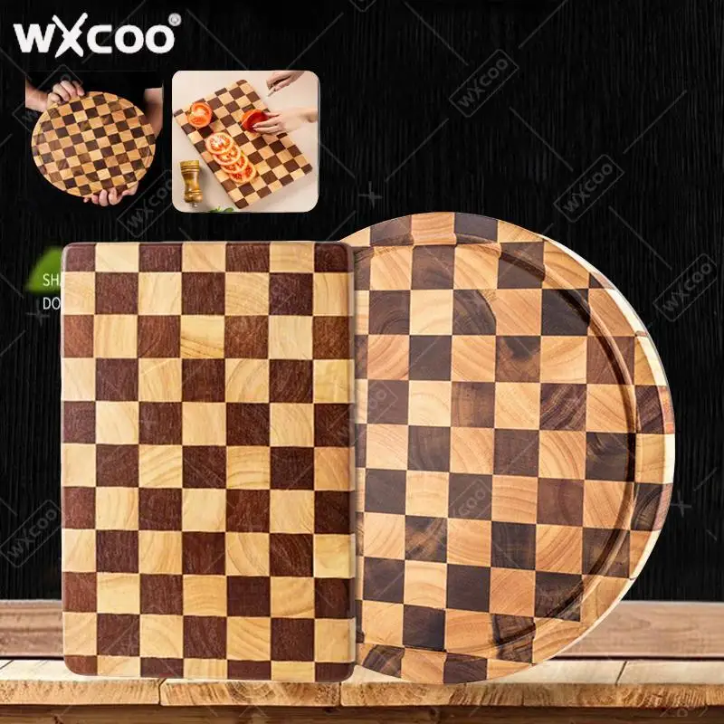 

WXCOO 12-дюймовая деревянная круглая разделочная доска для овощей, сыра, акации, разделочная сервировочная доска x12