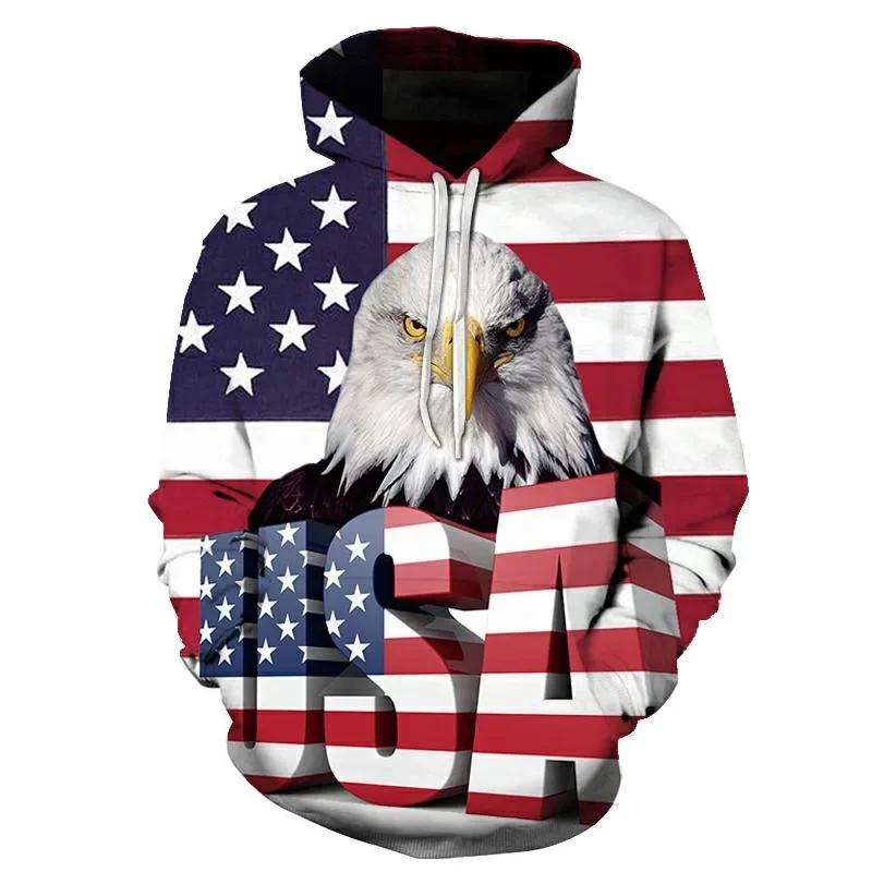 

2024 Independence Day Hoodie 3D Flag Aikooki New American Hoodie for Men/Women Fourth of July Hooded USA Sweatshirt