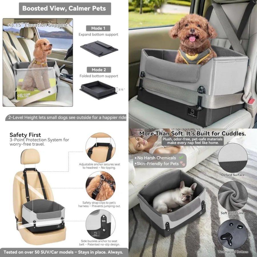 

Dog Car eat for mall Dog Under 25lb afety Travel Booter eat with Patent Buckle, Adjutable Leah Reduce Anxiety Road Trip Frame u
