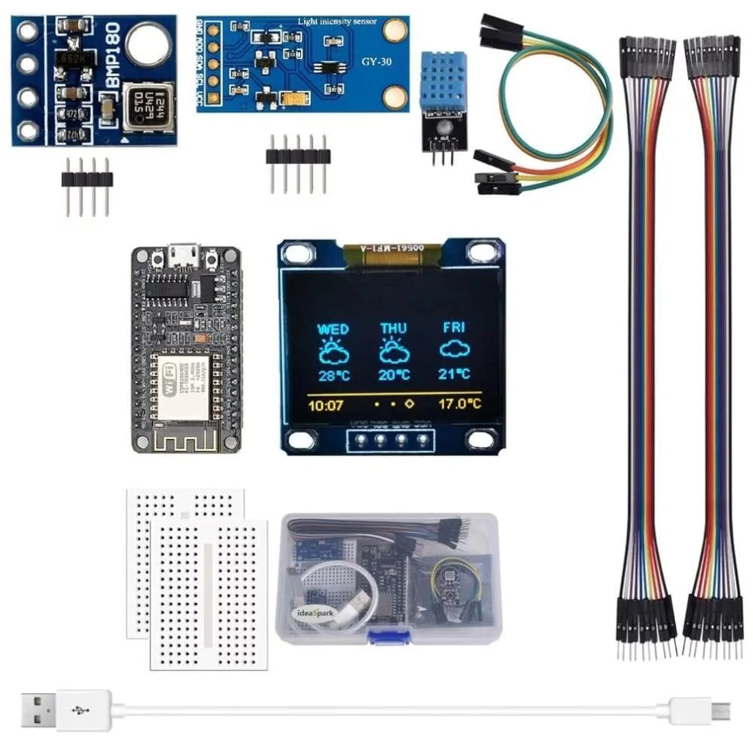 12V ESP8266 Weather Station DIY Kit: Measure Temp, Humidity & Environmental Pressure