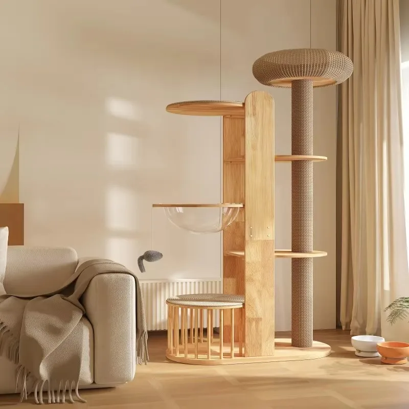 Customized wooden Indoor cat Tree for Indoor Cats with Multiple Layers