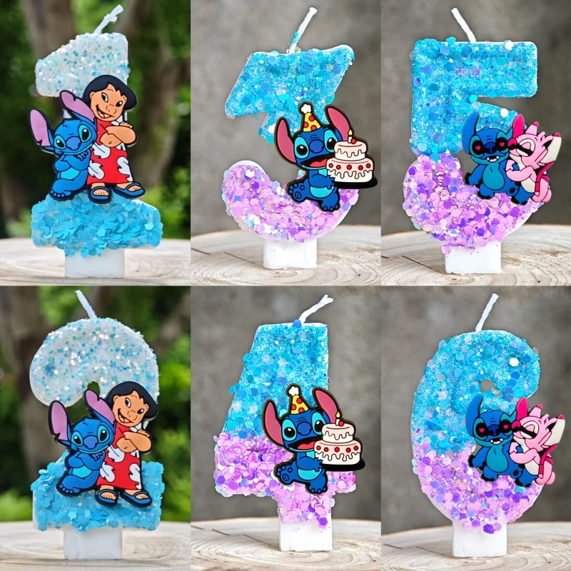Bougie Lilo & Stitch Numéro 0-9, Décoration de gâteau d'anniversaire, Décoration de fête d'anniversaire, Décoration de baby shower, Cadeau