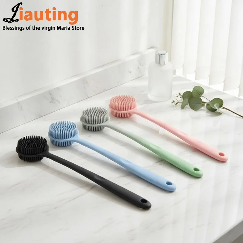 Silicone Bath Body Brush with Long Non-Slip Handle Deep Exfoliating Gentle Scrub Suitable for All Skin Type Shower