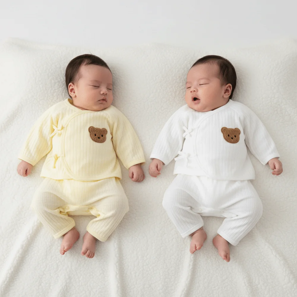 2Pcs/set Cartoon Bear Baby Cardigans Sets 0-6 Months Long Sleeve Baby Clothing Sets Soft Cotton Breathable