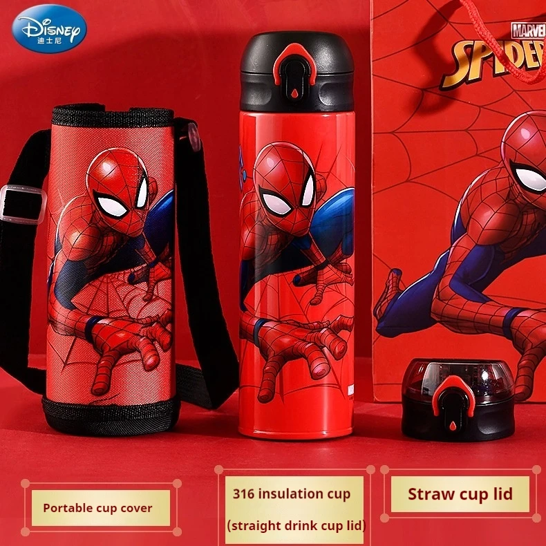 New Marvel Comics Series Spider-man Children Vacuum Flask Double Cover Men And Women Students 316 Stainless Steel Fall Resistant