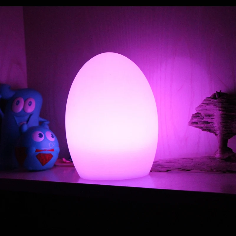 D10*H15cm, LED Egg Night Lights, Rechargeable, Cordless, Decorative, Luminous Table Lamps, 16 Colors, With Remote Control, 1Pc