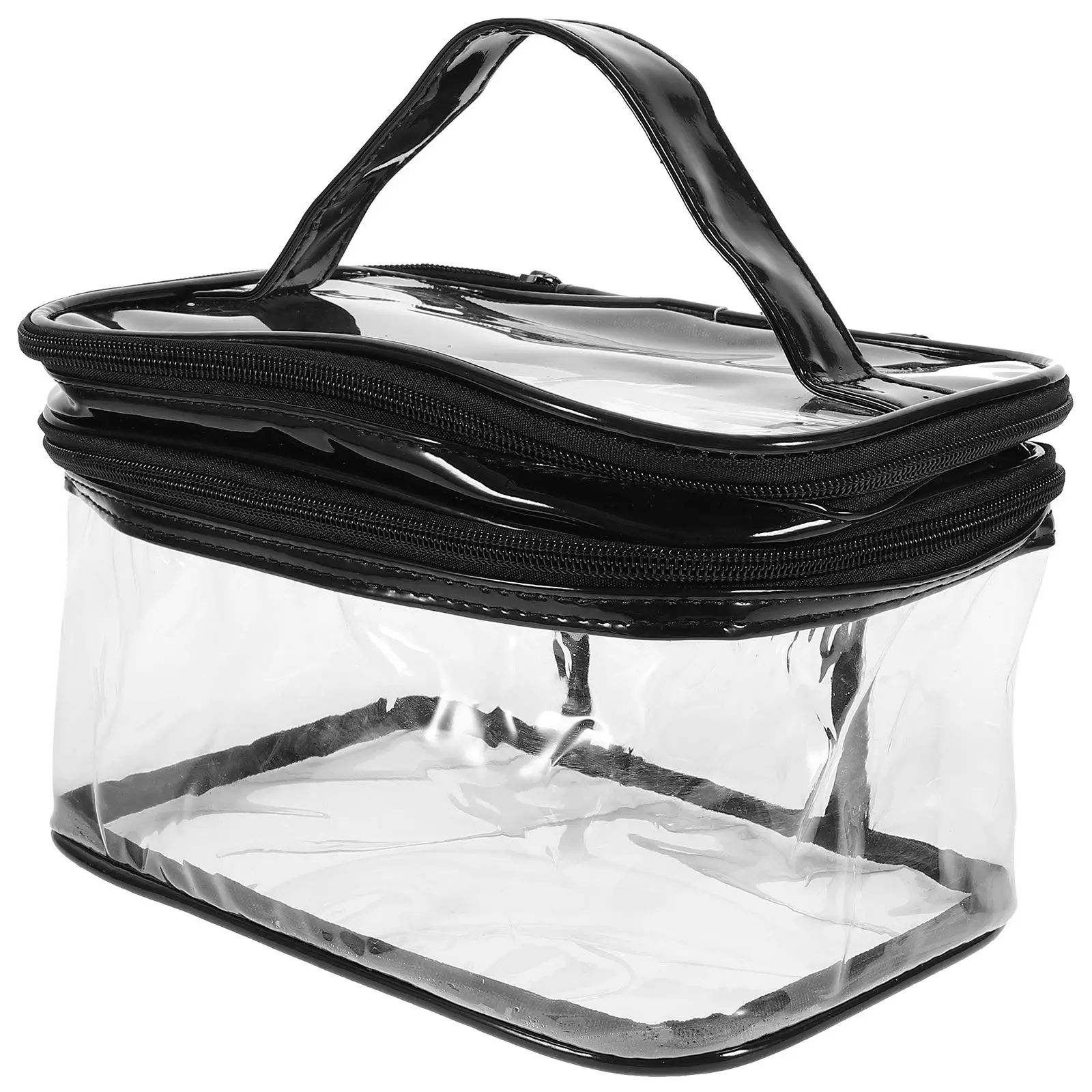 

PortableMakeup Bag Large Capacity Clear Toiletry PVC Travel Cosmetics Brush Storage Trip Holder Women Sundries