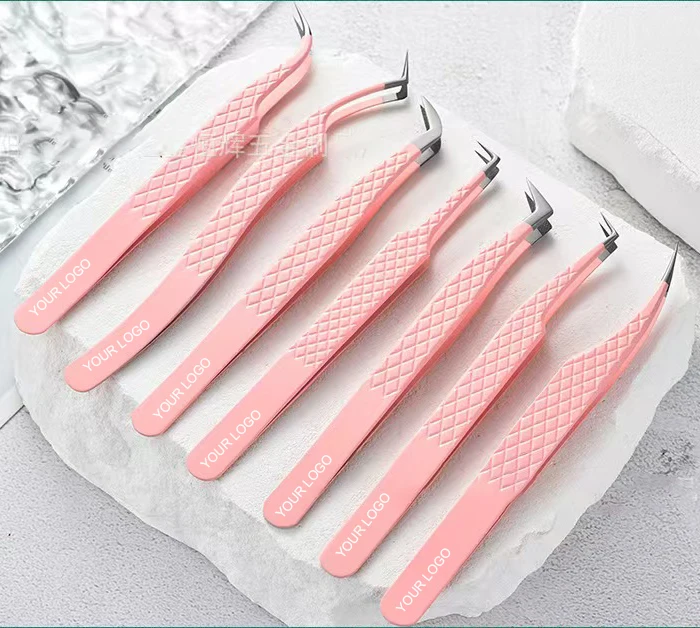 Customized Tweezers False Fiber Tips Eyelashes Extension Tweezers Hyperfine Eyebrow Volume Lash Tweezers Makeup Tools