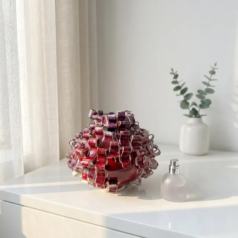 Medieval style original designer ceramic sculpture ornament model room homestay lobby flower arrangement desktop handmade