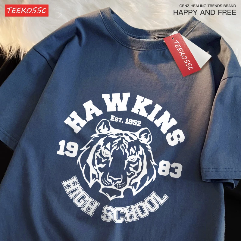 

Hawkins 1983 High School Men T-Shirts Casual Cotton T-Shirt O-Neck All-Match Clothing Unisex Loose Summer Basics Sportswear