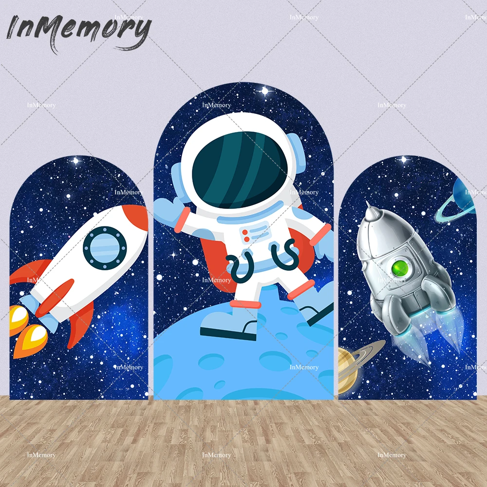 

Astronaut Boy Birthday Arch Wall Backdrop Baby Birthday Party Starry Sky Photography Background Photozone Banner