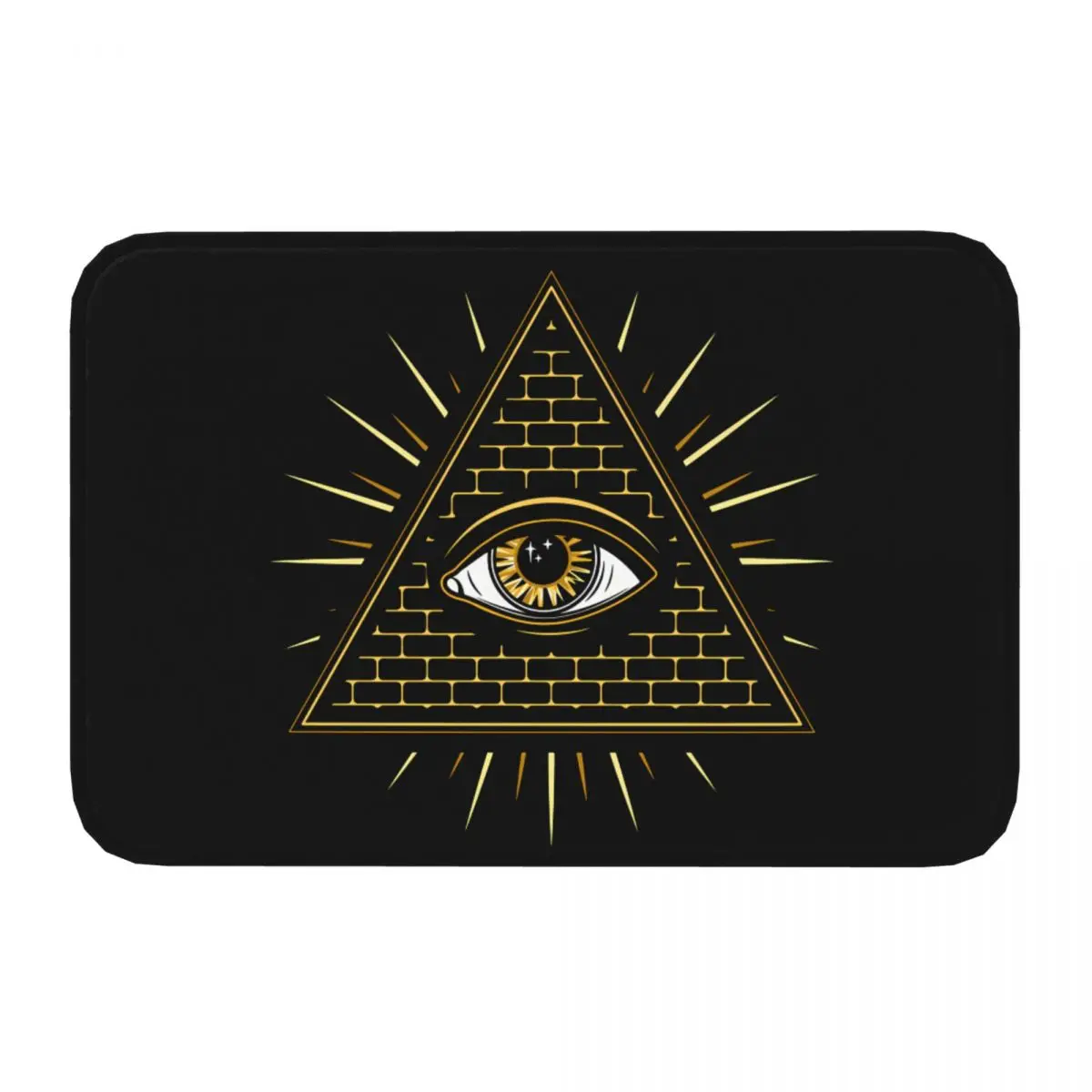 Freemason Checkered Pattern Bath Non-Slip Carpet Gold Eyes Bedroom Mat Welcome Doormat Home Decoration Rug