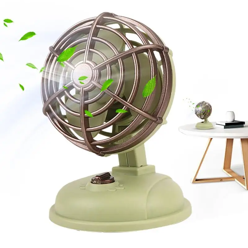 

Mini Table Fan Vintage Silent Mini Decor Fan Quiet Fan Cooling With Strong Winds For Offices Bedroom Travel