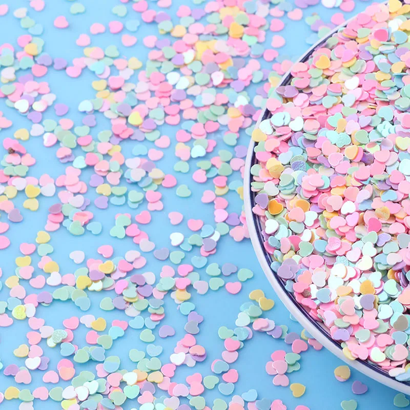 10g 3mm Heart Shaped Sequins PVC Loose Sequins Crafts Sequins Confetti Sequins Nail Art DIY Wedding Party Makeup Decoration Sequ