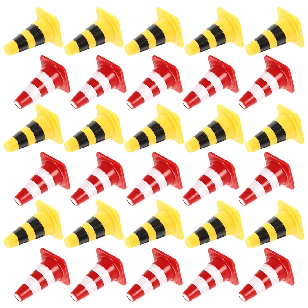30pcs Mini Traffic Cones Signs Red Construction Cognitive Toy Kids Early Education Safety Awareness Playset Traffic