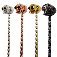 Skull Bar Spoon Stainless Steel Mixing Spoon Spiral Pattern Long Handle Cocktail Spoon