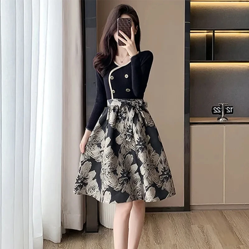 Gaoding Xiaoxiangfeng Dress 2024 Spring Autumn New Style Loose Versatile Western French Style High end Light Luxury Long Dress S