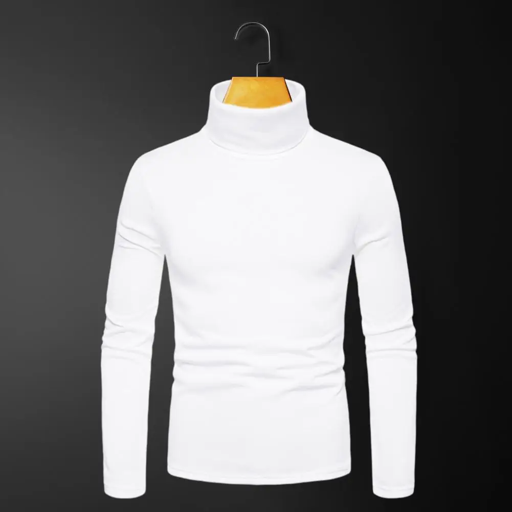 

Men Fall Winter Top High Collar Neck Protection Slim Fit Bottoming Shirt Thick Warm Soft Pullover Long Sleeve Men Bottoming Top