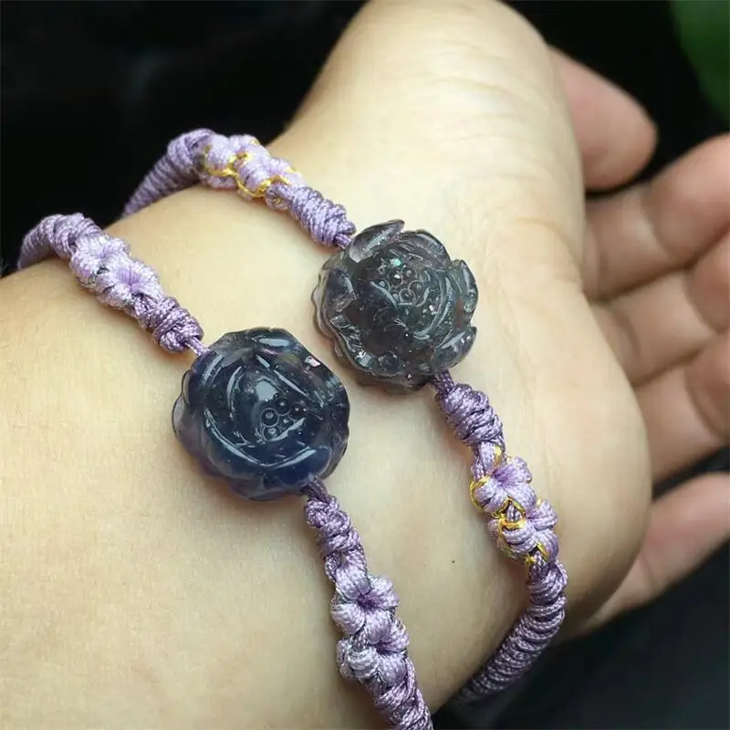 Natural Iolite Small Flower Woven Bracelet Wholesale Design Stretch Polychrome Handmade Beads Healing Women Jewelry Gift 1pcs