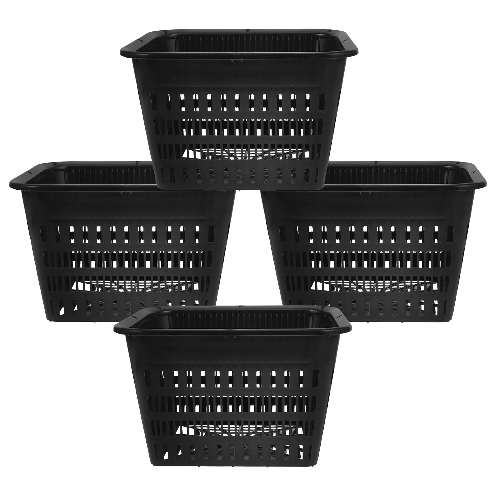 4pcs Root Control Planting Baskets 180mm Black Square Plastic Net Cups Hydroponics Garden Balcony Pots Flower Containers