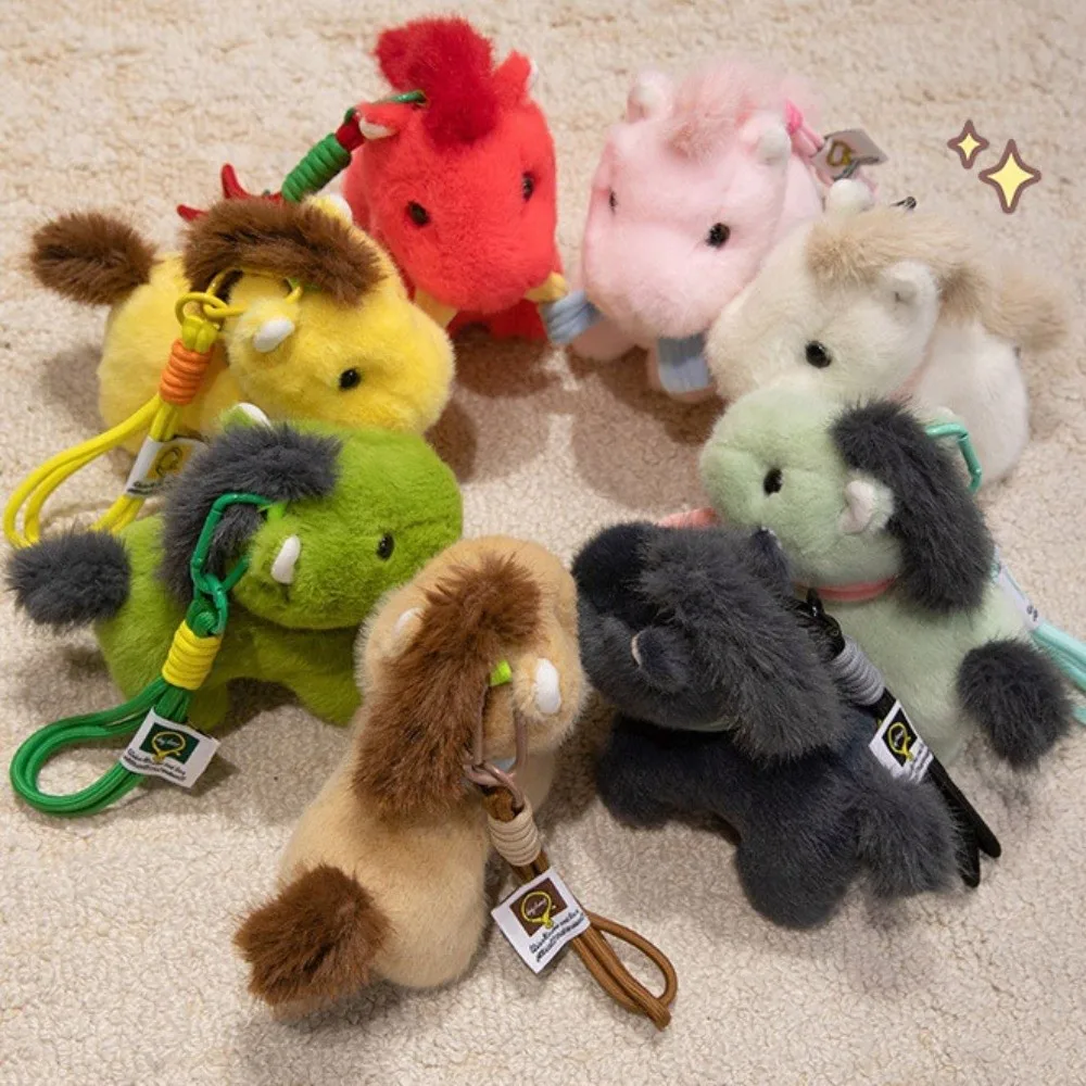 Cartoon paard knuffel sleutelhanger sleutelhanger schattige pony pluche pop hanger zacht 16 cm simulatie paard speelgoed sleutelhanger kinderen speelgoed